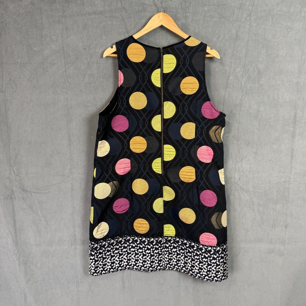 Maeve Multi-Color Metalic Polka-Dot Mesh Sleeveless Abstract Mini Dress Women XL - Picture 4 of 15